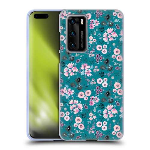 Ninola Floral Patterns Little Dark Turquoise Soft Gel Case for Huawei P40 5G