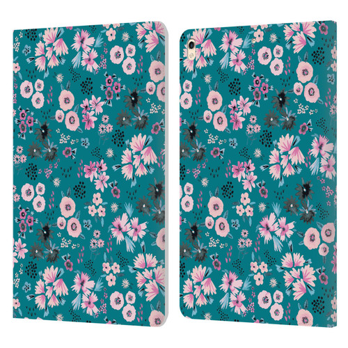 Ninola Floral Patterns Little Dark Turquoise Leather Book Wallet Case Cover For Apple iPad Pro 10.5 (2017)