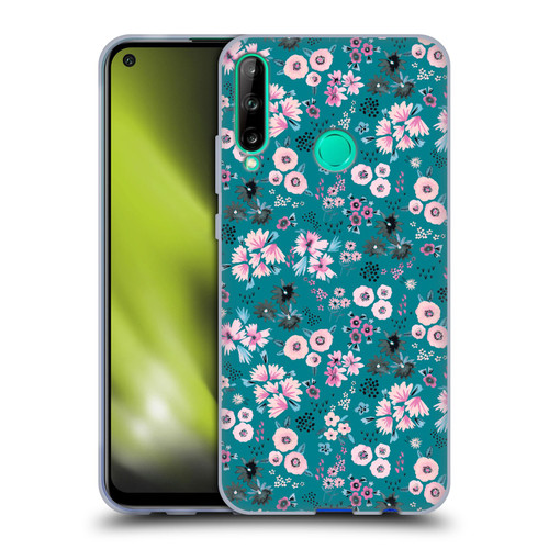 Ninola Floral Patterns Little Dark Turquoise Soft Gel Case for Huawei P40 lite E