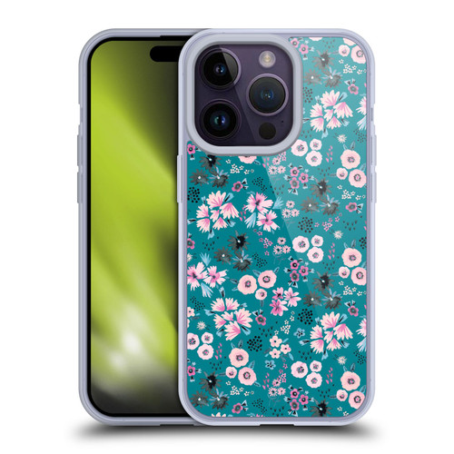 Ninola Floral Patterns Little Dark Turquoise Soft Gel Case for Apple iPhone 14 Pro