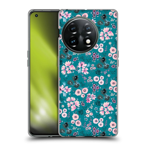Ninola Floral Patterns Little Dark Turquoise Soft Gel Case for OnePlus 11 5G