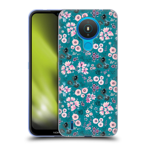 Ninola Floral Patterns Little Dark Turquoise Soft Gel Case for Nokia 1.4