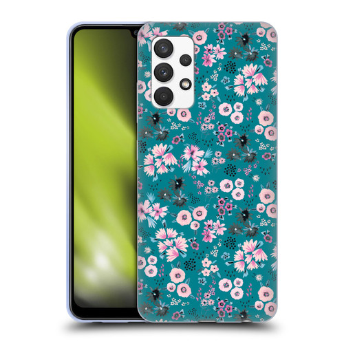 Ninola Floral Patterns Little Dark Turquoise Soft Gel Case for Samsung Galaxy A32 (2021)