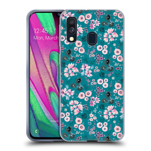 Ninola Floral Patterns Little Dark Turquoise Soft Gel Case for Samsung Galaxy A40 (2019)