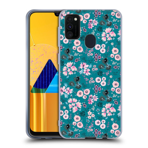 Ninola Floral Patterns Little Dark Turquoise Soft Gel Case for Samsung Galaxy M30s (2019)/M21 (2020)