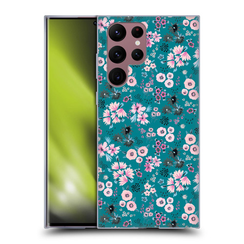 Ninola Floral Patterns Little Dark Turquoise Soft Gel Case for Samsung Galaxy S22 Ultra 5G