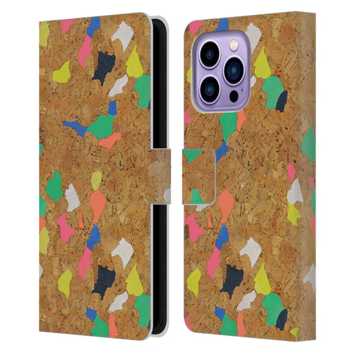 Ninola Freeform Patterns Vibrant Cork Leather Book Wallet Case Cover For Apple iPhone 14 Pro Max