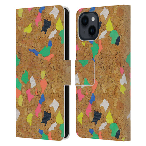 Ninola Freeform Patterns Vibrant Cork Leather Book Wallet Case Cover For Apple iPhone 15
