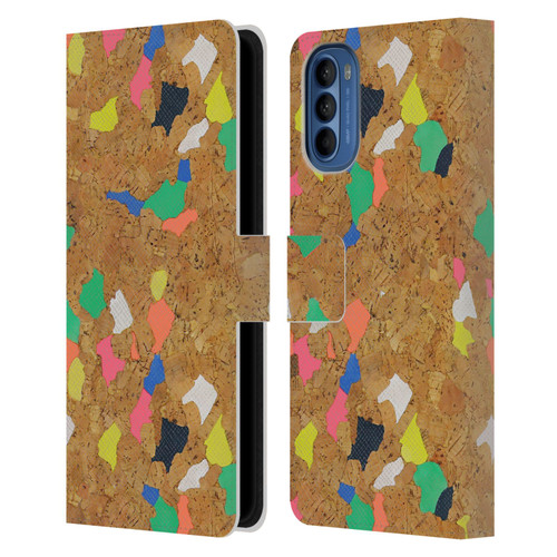 Ninola Freeform Patterns Vibrant Cork Leather Book Wallet Case Cover For Motorola Moto G41