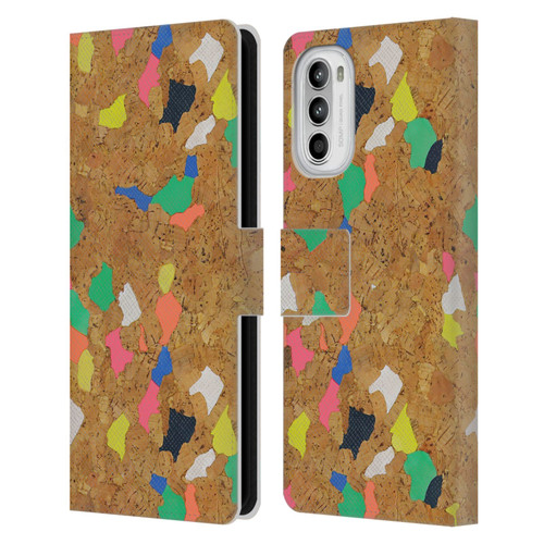 Ninola Freeform Patterns Vibrant Cork Leather Book Wallet Case Cover For Motorola Moto G52