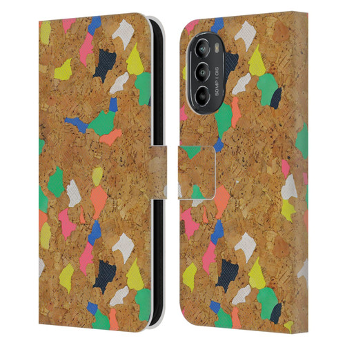 Ninola Freeform Patterns Vibrant Cork Leather Book Wallet Case Cover For Motorola Moto G82 5G