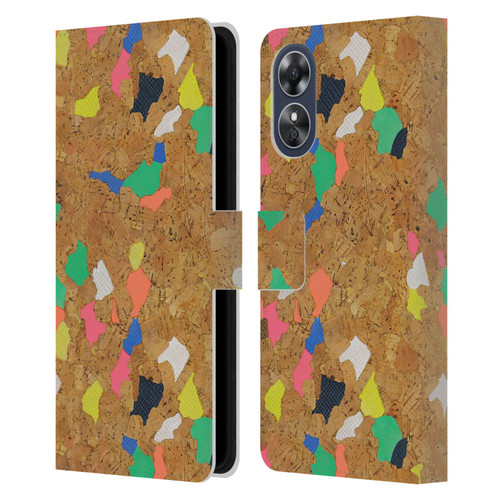 Ninola Freeform Patterns Vibrant Cork Leather Book Wallet Case Cover For OPPO A17