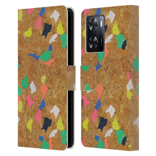 Ninola Freeform Patterns Vibrant Cork Leather Book Wallet Case Cover For OPPO A57s