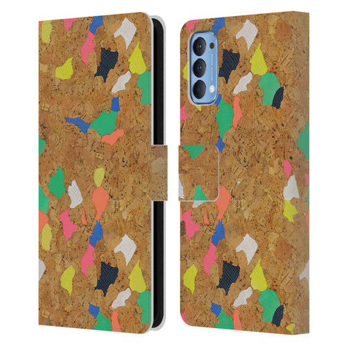Ninola Freeform Patterns Vibrant Cork Leather Book Wallet Case Cover For OPPO Reno 4 5G