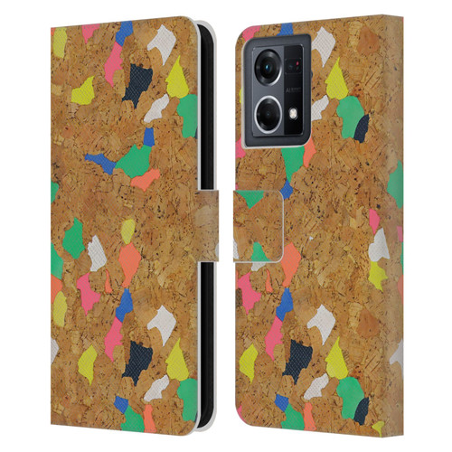 Ninola Freeform Patterns Vibrant Cork Leather Book Wallet Case Cover For OPPO Reno8 4G