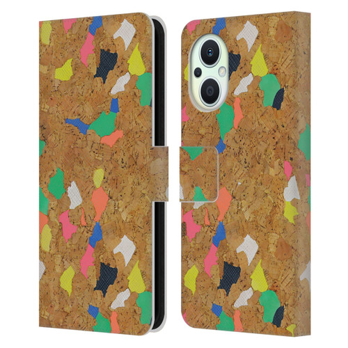 Ninola Freeform Patterns Vibrant Cork Leather Book Wallet Case Cover For OPPO Reno8 Lite