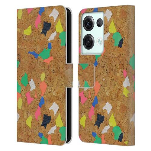 Ninola Freeform Patterns Vibrant Cork Leather Book Wallet Case Cover For OPPO Reno8 Pro