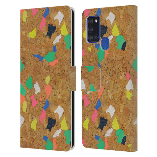 Ninola Freeform Patterns Vibrant Cork Leather Book Wallet Case Cover For Samsung Galaxy A21s (2020)