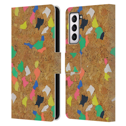 Ninola Freeform Patterns Vibrant Cork Leather Book Wallet Case Cover For Samsung Galaxy S21 5G