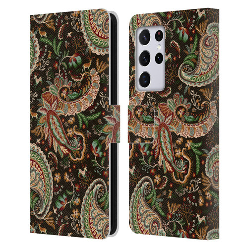 Ninola Mix Patterns Woodland Paisley Leather Book Wallet Case Cover For Samsung Galaxy S21 Ultra 5G