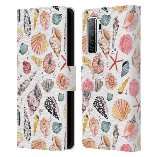 Ninola Ocean Sea Shells Leather Book Wallet Case Cover For Huawei Nova 7 SE/P40 Lite 5G