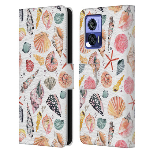 Ninola Ocean Sea Shells Leather Book Wallet Case Cover For Motorola Edge 30 Neo 5G