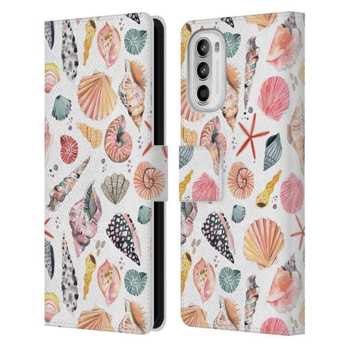 Ninola Ocean Sea Shells Leather Book Wallet Case Cover For Motorola Moto G52