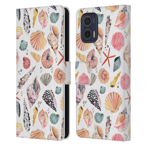 Ninola Ocean Sea Shells Leather Book Wallet Case Cover For Motorola Moto G73 5G