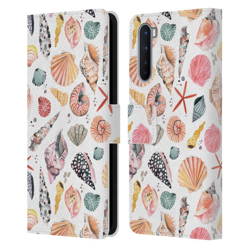 Ninola Ocean Sea Shells Leather Book Wallet Case Cover For OnePlus Nord 5G
