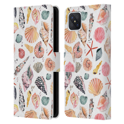 Ninola Ocean Sea Shells Leather Book Wallet Case Cover For OPPO Reno4 Z 5G