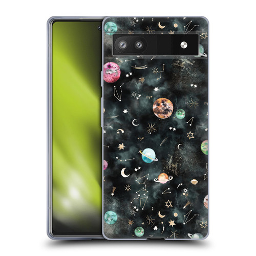 Ninola Watercolor Patterns Space Galaxy Planets Soft Gel Case for Google Pixel 6a