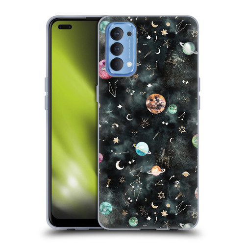 Ninola Watercolor Patterns Space Galaxy Planets Soft Gel Case for OPPO Reno 4 5G