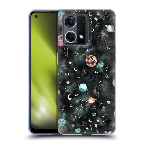 Ninola Watercolor Patterns Space Galaxy Planets Soft Gel Case for OPPO Reno8 4G