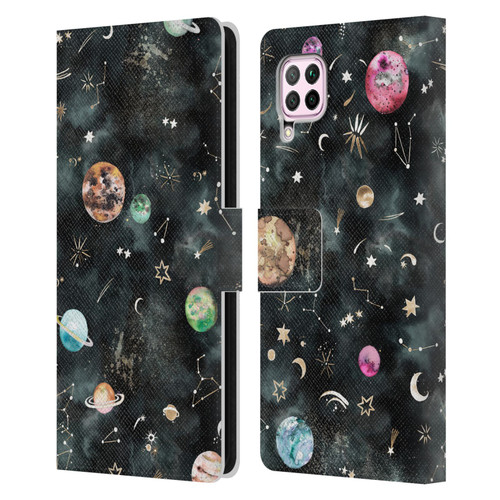 Ninola Watercolor Patterns Space Galaxy Planets Leather Book Wallet Case Cover For Huawei Nova 6 SE / P40 Lite