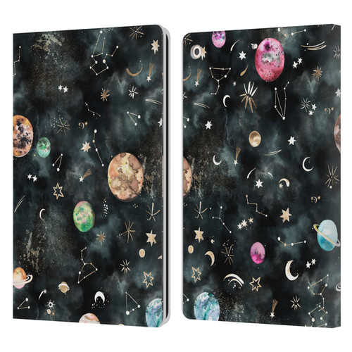 Ninola Watercolor Patterns Space Galaxy Planets Leather Book Wallet Case Cover For Apple iPad 10.2 2019/2020/2021