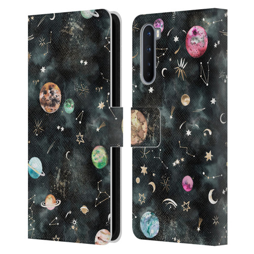 Ninola Watercolor Patterns Space Galaxy Planets Leather Book Wallet Case Cover For OnePlus Nord 5G