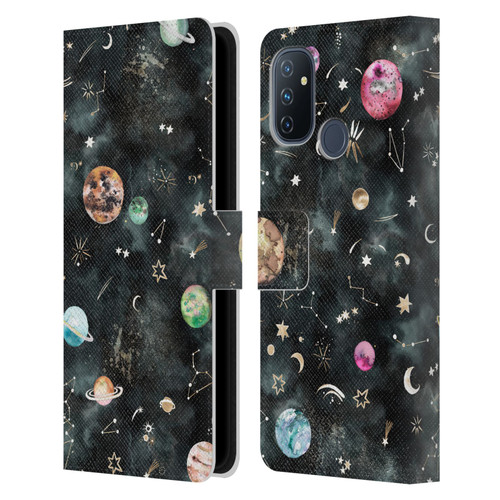 Ninola Watercolor Patterns Space Galaxy Planets Leather Book Wallet Case Cover For OnePlus Nord N100