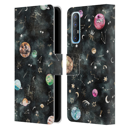 Ninola Watercolor Patterns Space Galaxy Planets Leather Book Wallet Case Cover For OPPO Find X2 Neo 5G