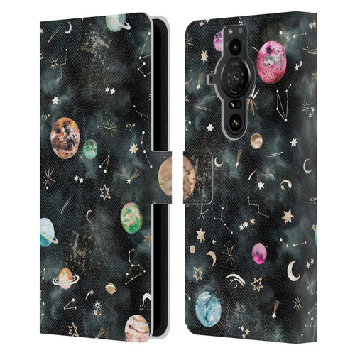 Ninola Watercolor Patterns Space Galaxy Planets Leather Book Wallet Case Cover For Sony Xperia Pro-I
