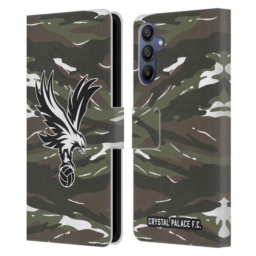 Crystal Palace FC Crest Woodland Camouflage Leather Book Wallet Case Cover For Samsung Galaxy A15