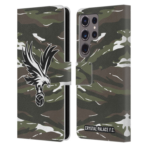 Crystal Palace FC Crest Woodland Camouflage Leather Book Wallet Case Cover For Samsung Galaxy S24 Ultra 5G