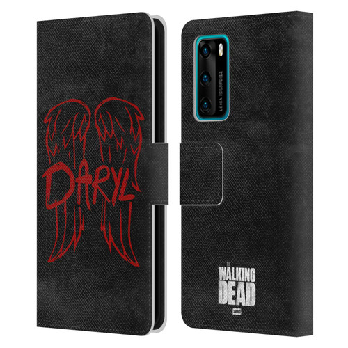 AMC The Walking Dead Daryl Dixon Iconic Wings Logo Leather Book Wallet Case Cover For Huawei P40 5G