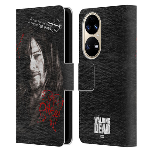 AMC The Walking Dead Daryl Dixon Iconic Grafitti Leather Book Wallet Case Cover For Huawei P50