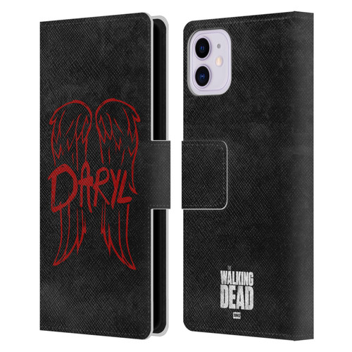 AMC The Walking Dead Daryl Dixon Iconic Wings Logo Leather Book Wallet Case Cover For Apple iPhone 11