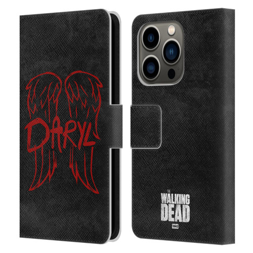 AMC The Walking Dead Daryl Dixon Iconic Wings Logo Leather Book Wallet Case Cover For Apple iPhone 14 Pro