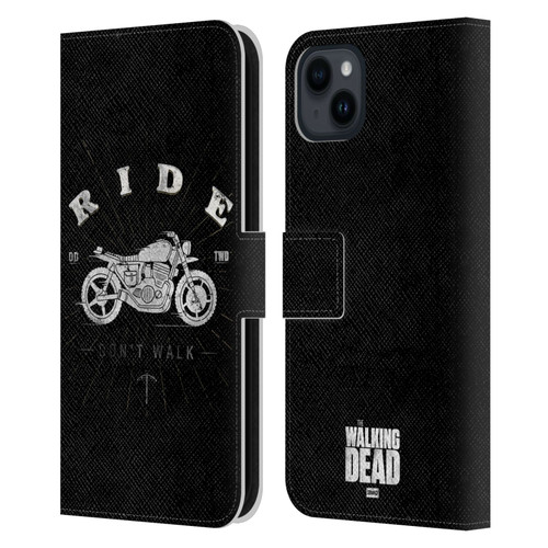 AMC The Walking Dead Daryl Dixon Iconic Ride Don't Walk Leather Book Wallet Case Cover For Apple iPhone 15 Plus