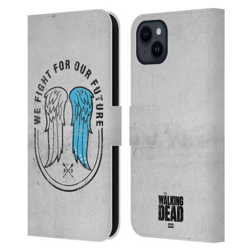 AMC The Walking Dead Daryl Dixon Iconic Wings Leather Book Wallet Case Cover For Apple iPhone 15 Plus