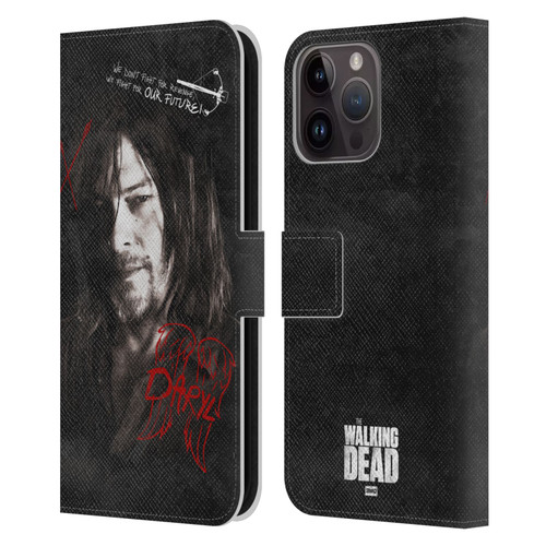 AMC The Walking Dead Daryl Dixon Iconic Grafitti Leather Book Wallet Case Cover For Apple iPhone 15 Pro Max