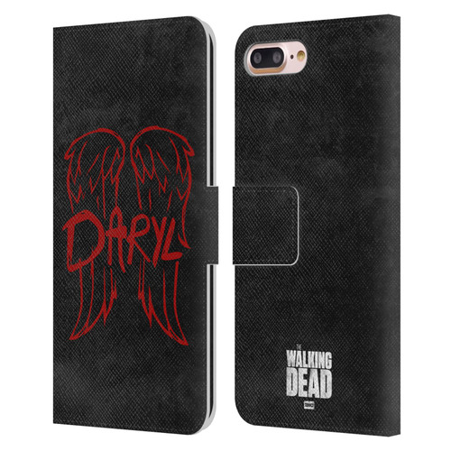 AMC The Walking Dead Daryl Dixon Iconic Wings Logo Leather Book Wallet Case Cover For Apple iPhone 7 Plus / iPhone 8 Plus