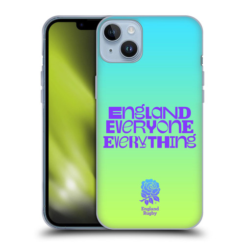 England Rugby Union This Rose Means Everything Slogan in Cyan Soft Gel Case for Apple iPhone 14 Plus